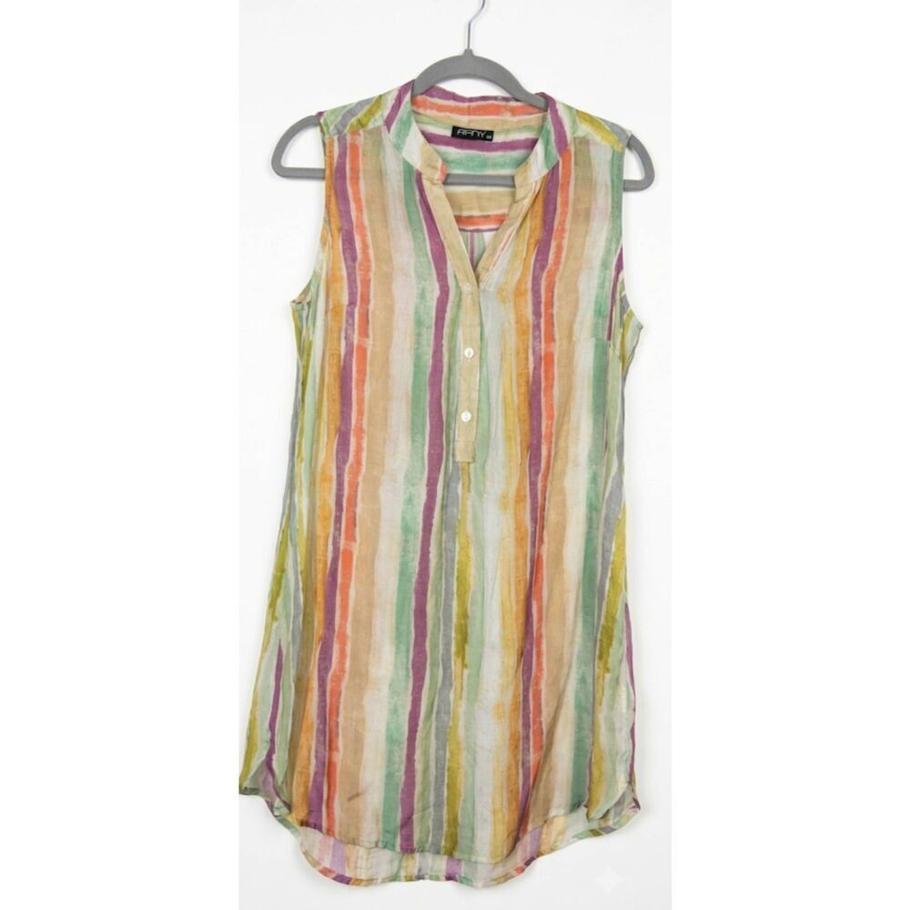Ap.ny womens xs silk viscose silk shirt dress lightweight green purple